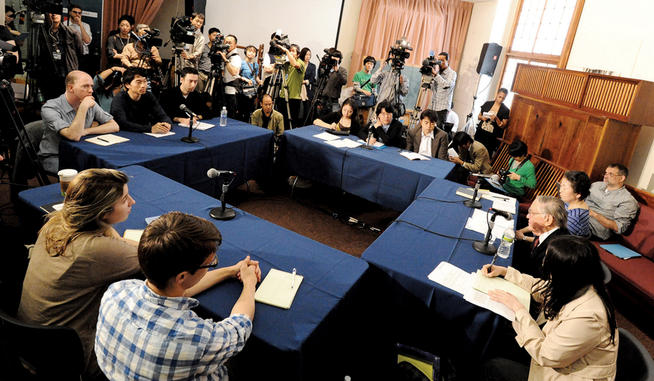 When Keene taught his final class at Columbia last spring, it was a major event for the Japanese news media. PHOTO: EILEEN BARROSO
